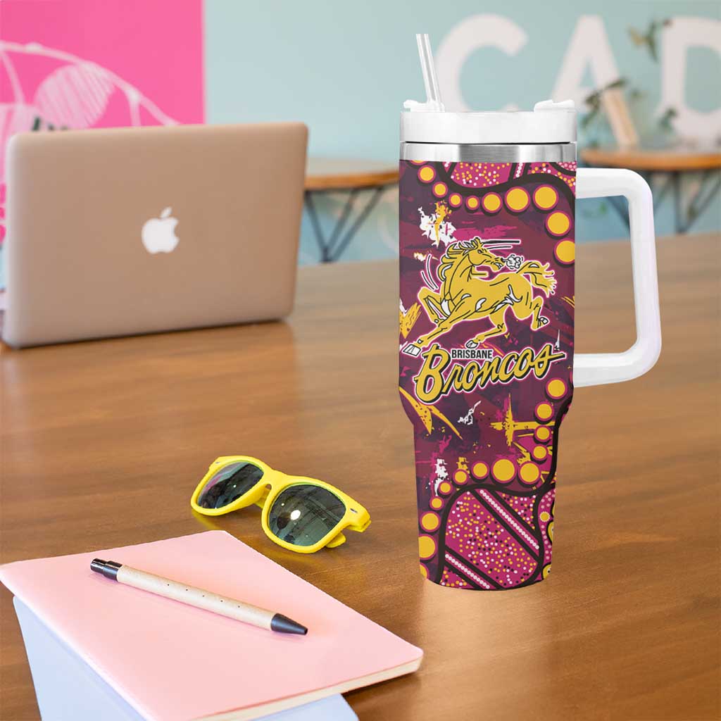 Brisbane Broncos Tumbler With Handle Aboriginal Pattern with Graffiti Style Design