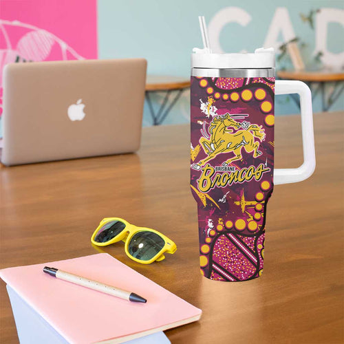 Brisbane Broncos Tumbler With Handle Aboriginal Pattern with Graffiti Style Design