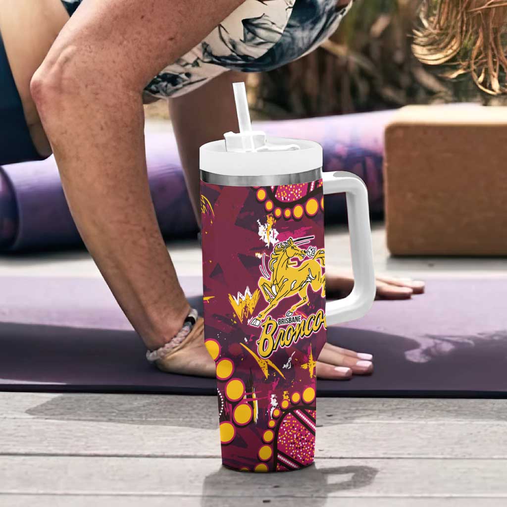 Brisbane Broncos Tumbler With Handle Aboriginal Pattern with Graffiti Style Design