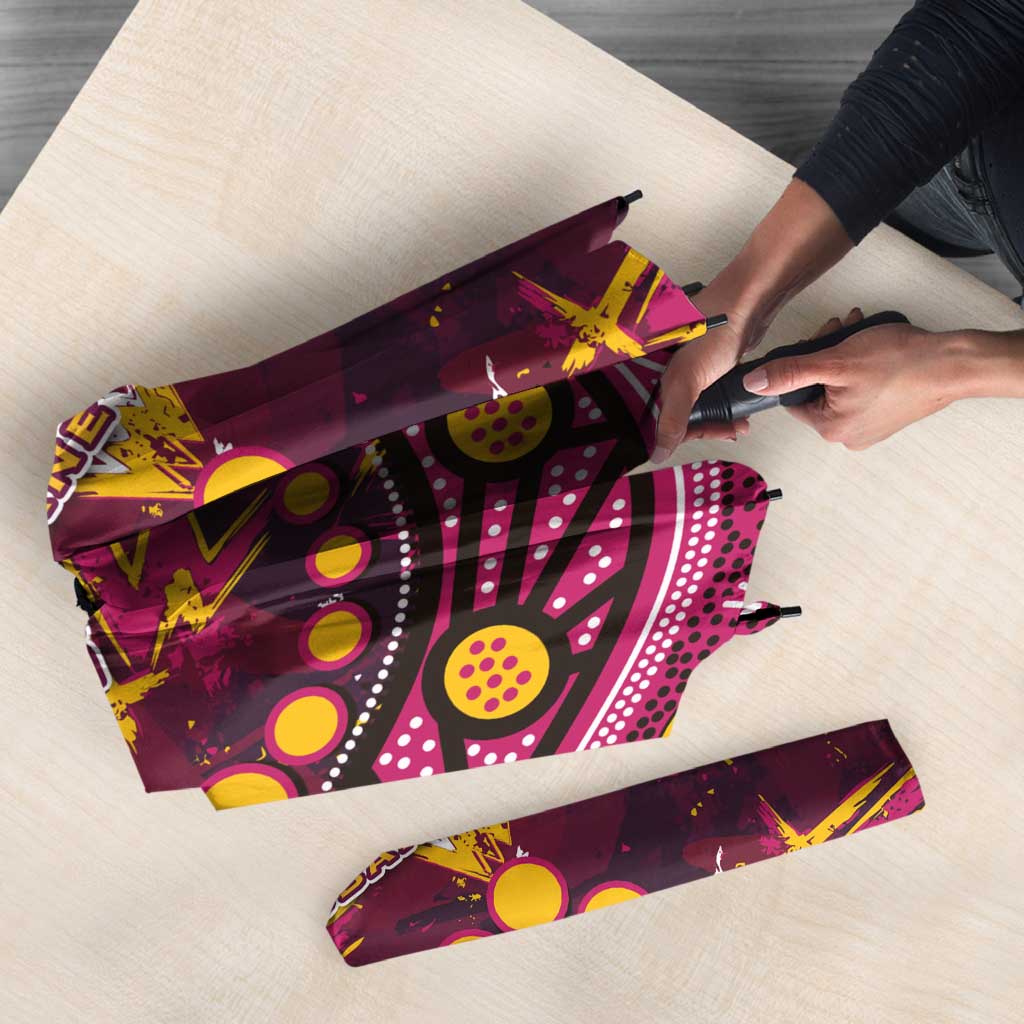 Brisbane Broncos Umbrella Aboriginal Pattern with Graffiti Style Design