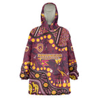 Brisbane Broncos Wearable Blanket Hoodie Aboriginal Pattern with Graffiti Style Design