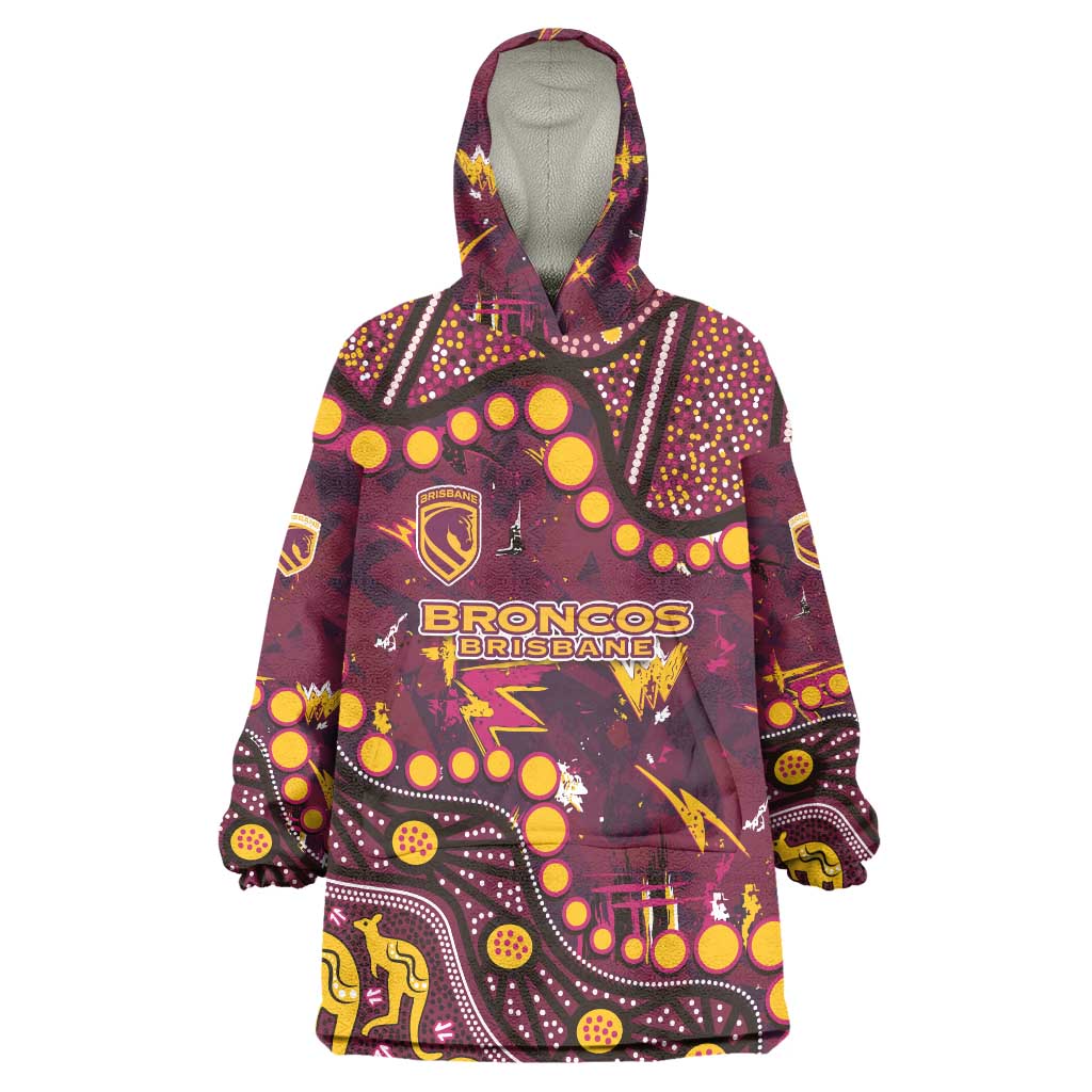 Brisbane Broncos Wearable Blanket Hoodie Aboriginal Pattern with Graffiti Style Design