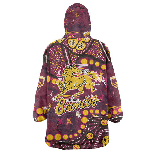 Brisbane Broncos Wearable Blanket Hoodie Aboriginal Pattern with Graffiti Style Design
