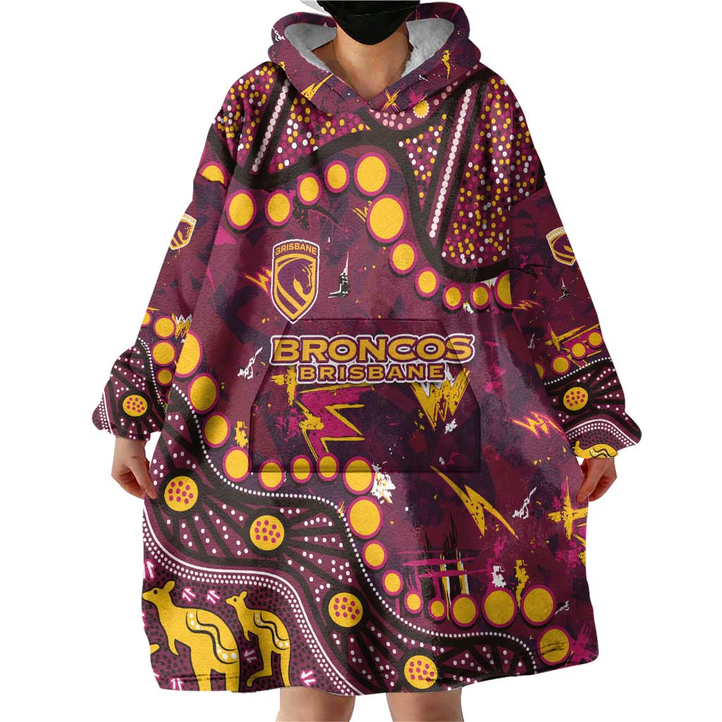 Brisbane Broncos Wearable Blanket Hoodie Aboriginal Pattern with Graffiti Style Design