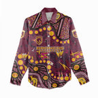 Brisbane Broncos Women Casual Shirt Aboriginal Pattern with Graffiti Style Design