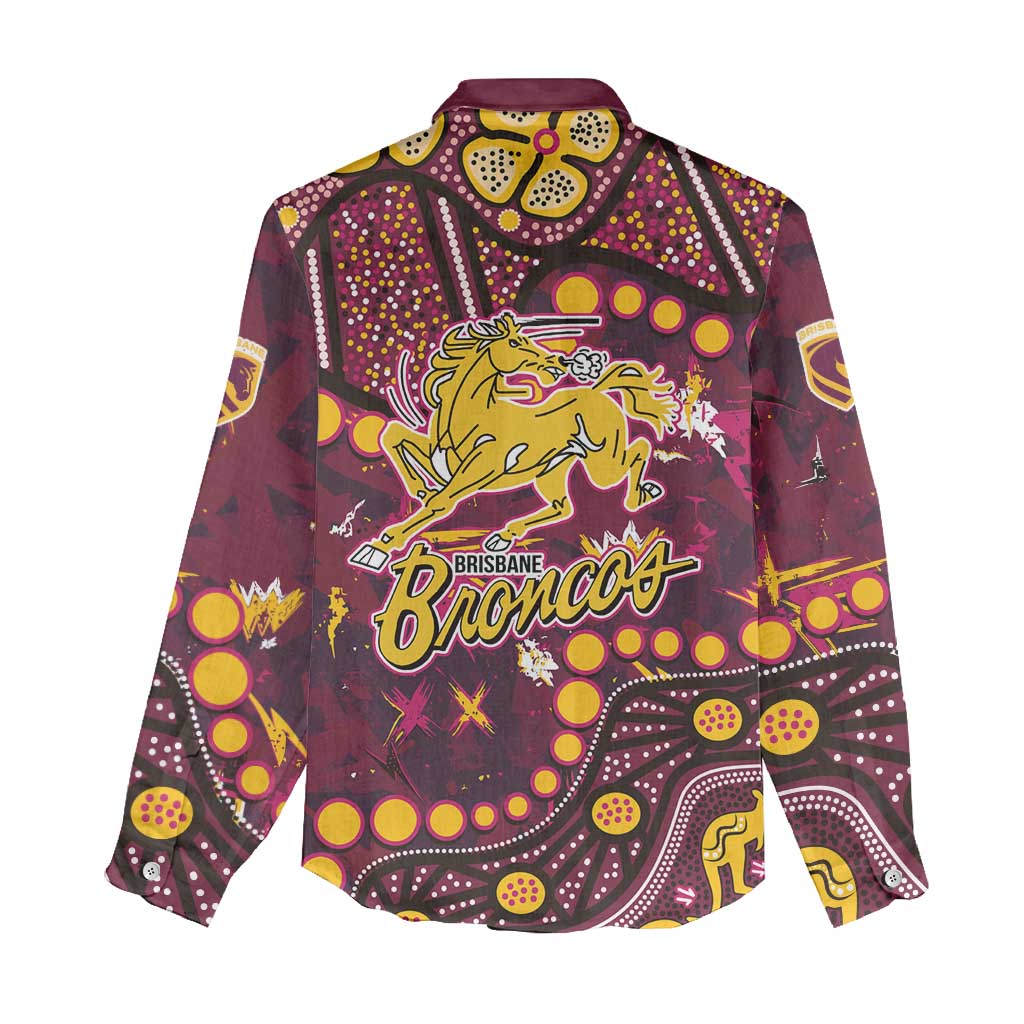 Brisbane Broncos Women Casual Shirt Aboriginal Pattern with Graffiti Style Design