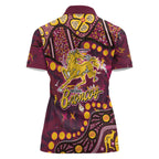 Brisbane Broncos Women Polo Shirt Aboriginal Pattern with Graffiti Style Design