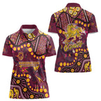 Brisbane Broncos Women Polo Shirt Aboriginal Pattern with Graffiti Style Design