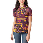 Brisbane Broncos Women Polo Shirt Aboriginal Pattern with Graffiti Style Design