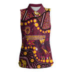 Brisbane Broncos Women Sleeveless Polo Shirt Aboriginal Pattern with Graffiti Style Design