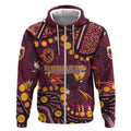 Brisbane Broncos Zip Hoodie Aboriginal Pattern with Graffiti Style Design