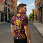 Brisbane Broncos Zipper Polo Shirt Aboriginal Pattern with Graffiti Style Design