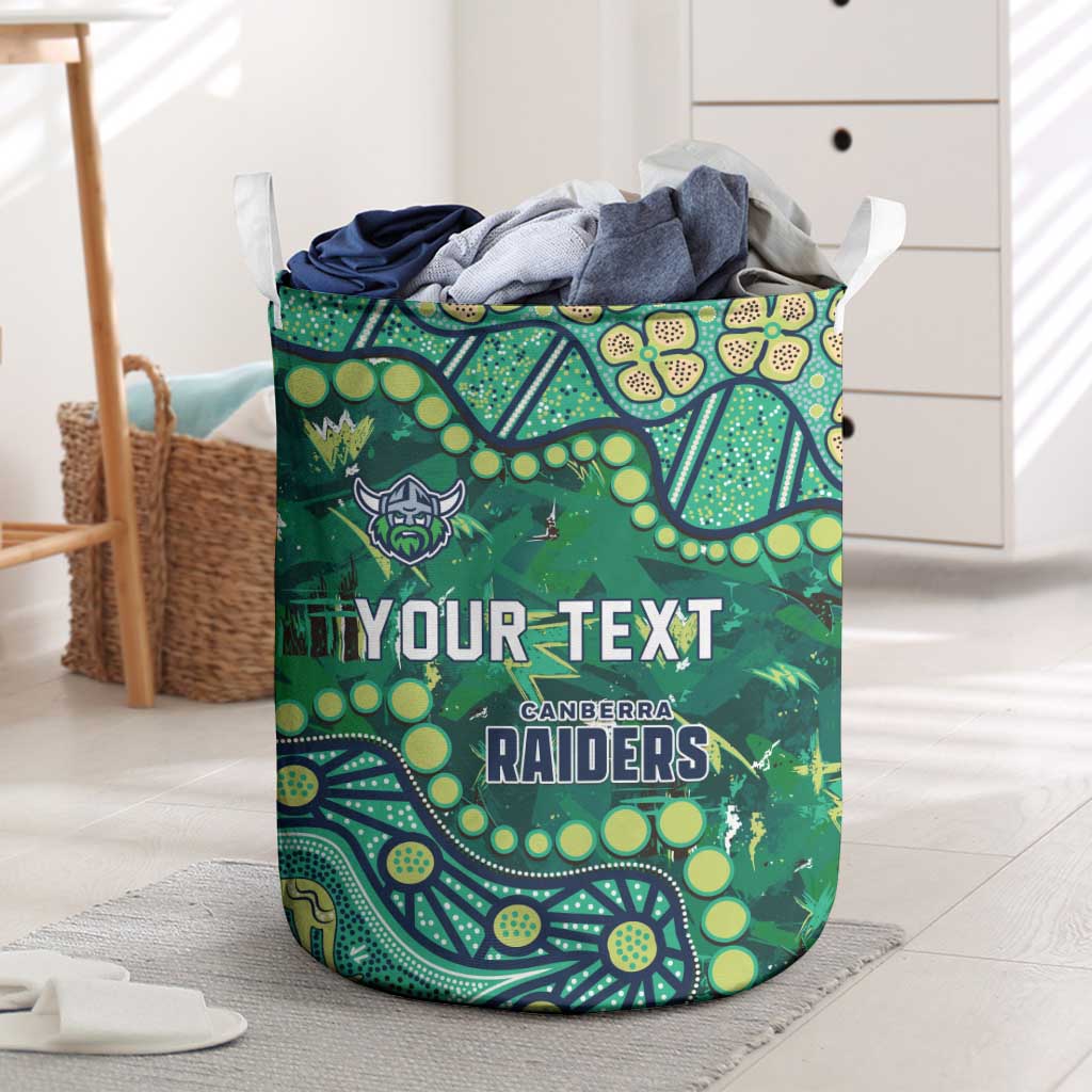 Personalized Canberra Raiders Laundry Basket Aboriginal Pattern with Graffiti Style Design