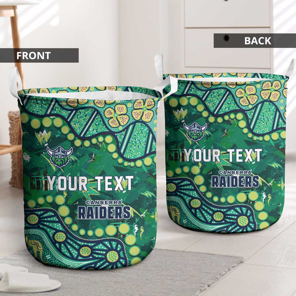 Personalized Canberra Raiders Laundry Basket Aboriginal Pattern with Graffiti Style Design