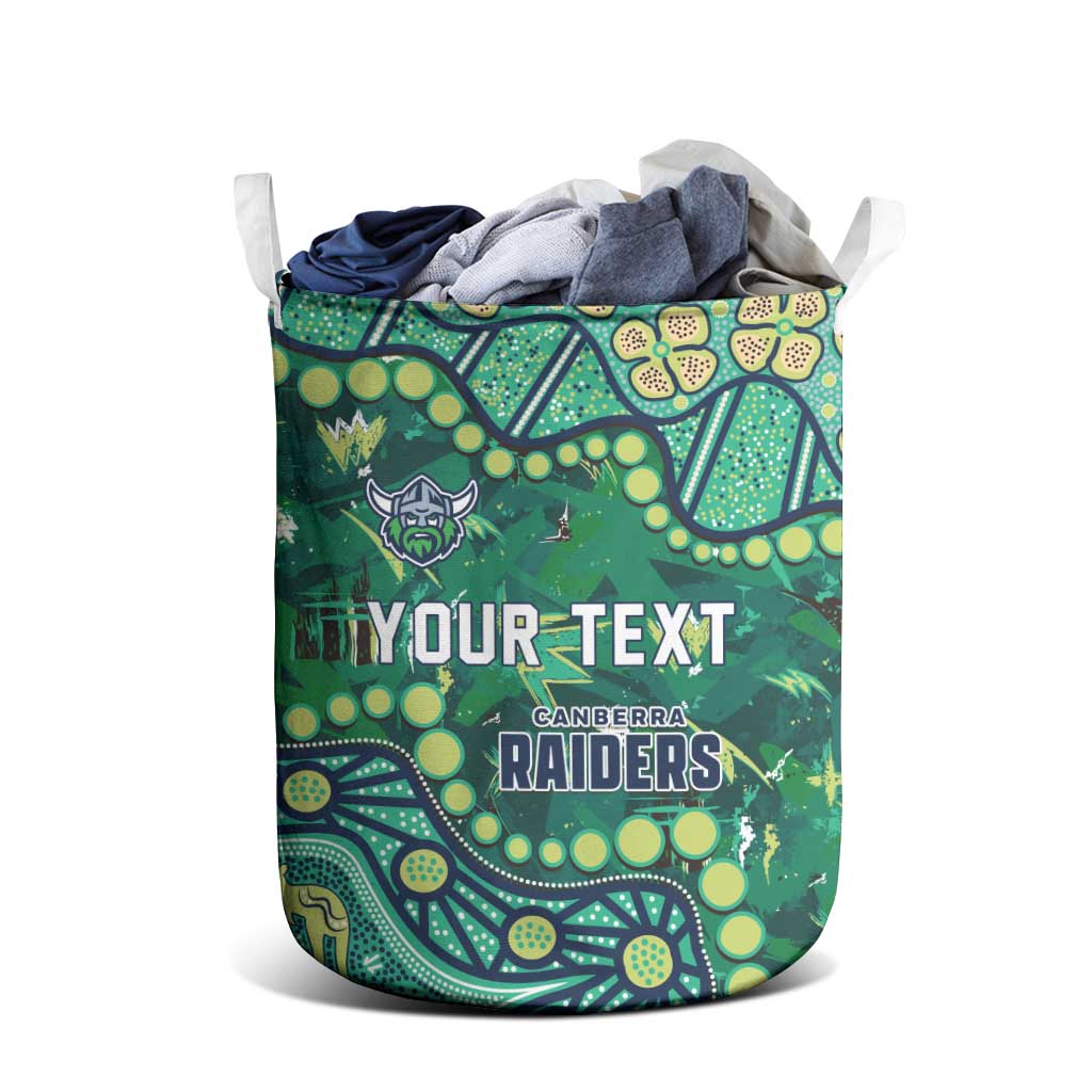 Personalized Canberra Raiders Laundry Basket Aboriginal Pattern with Graffiti Style Design