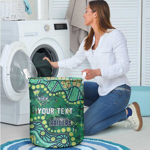 Personalized Canberra Raiders Laundry Basket Aboriginal Pattern with Graffiti Style Design