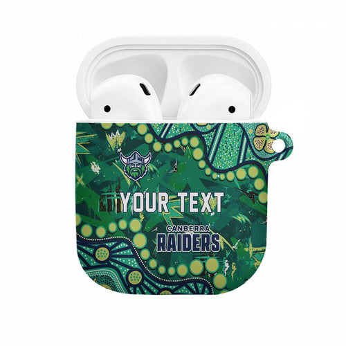 Personalized Canberra Raiders AirPods Case Aboriginal Pattern with Graffiti Style Design