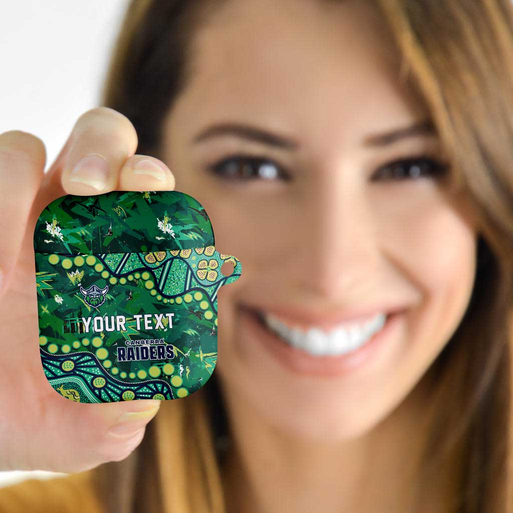 Personalized Canberra Raiders AirPods Case Aboriginal Pattern with Graffiti Style Design