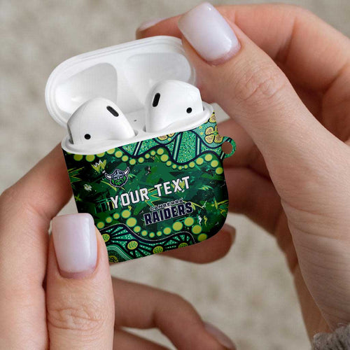 Personalized Canberra Raiders AirPods Case Aboriginal Pattern with Graffiti Style Design