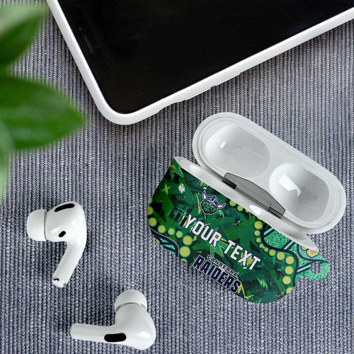 Personalized Canberra Raiders AirPods Case Aboriginal Pattern with Graffiti Style Design