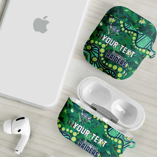 Personalized Canberra Raiders AirPods Case Aboriginal Pattern with Graffiti Style Design