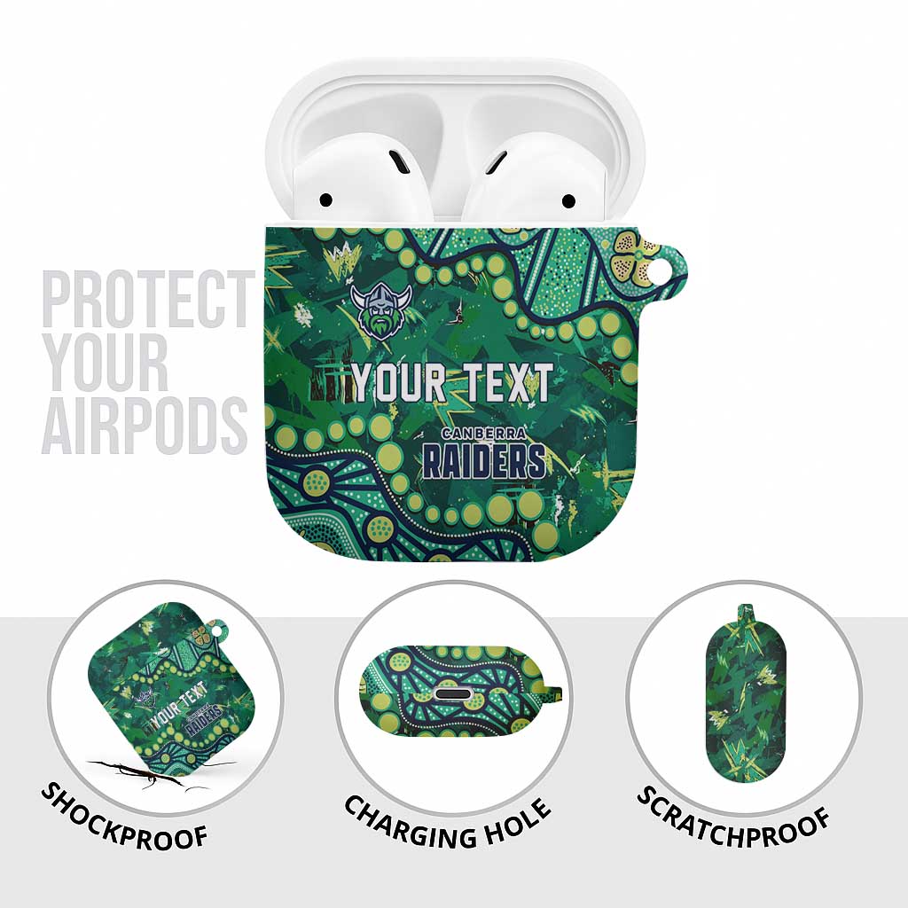 Personalized Canberra Raiders AirPods Case Aboriginal Pattern with Graffiti Style Design