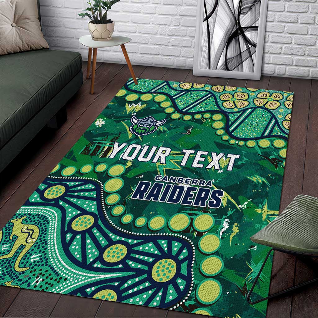 Personalized Canberra Raiders Area Rug Aboriginal Pattern with Graffiti Style Design