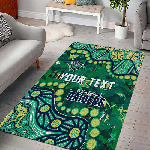 Personalized Canberra Raiders Area Rug Aboriginal Pattern with Graffiti Style Design