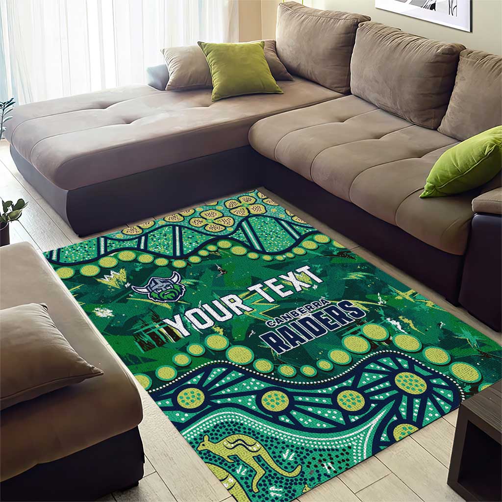 Personalized Canberra Raiders Area Rug Aboriginal Pattern with Graffiti Style Design
