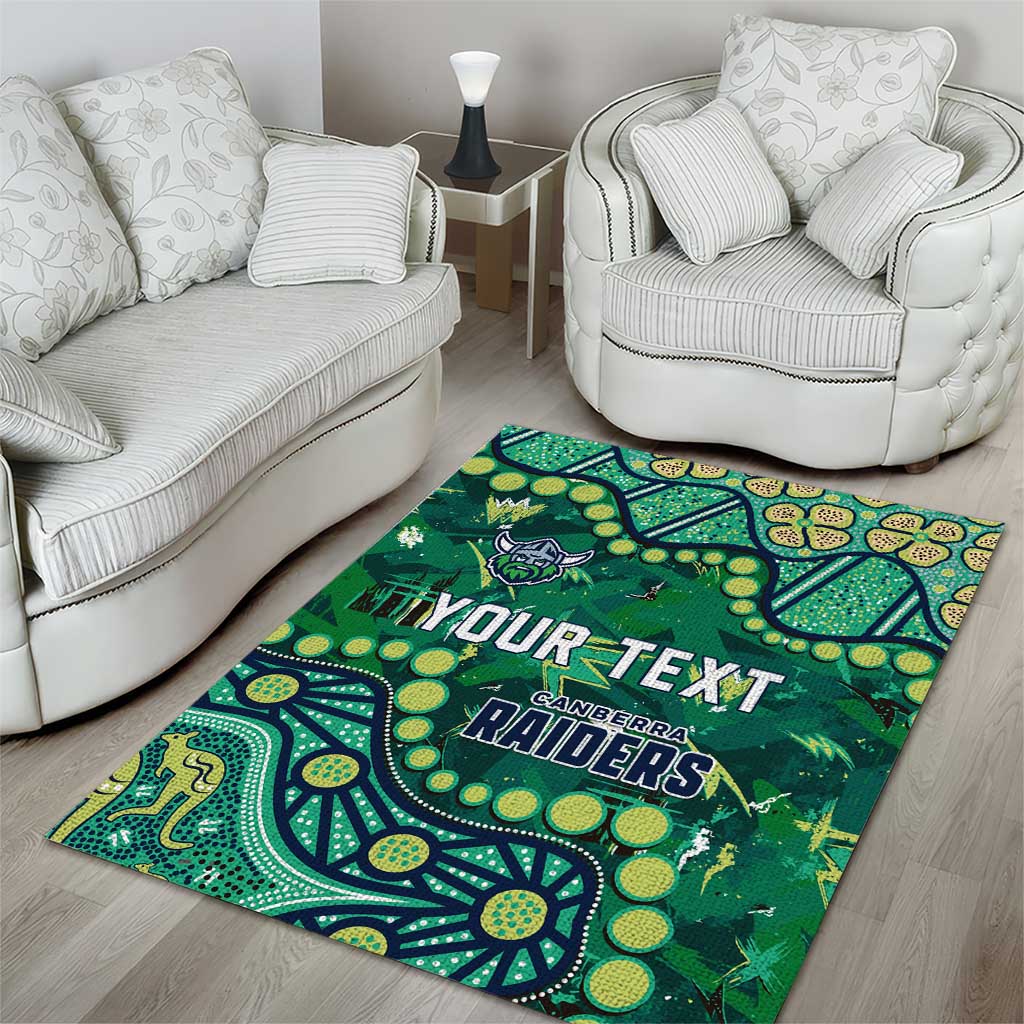 Personalized Canberra Raiders Area Rug Aboriginal Pattern with Graffiti Style Design