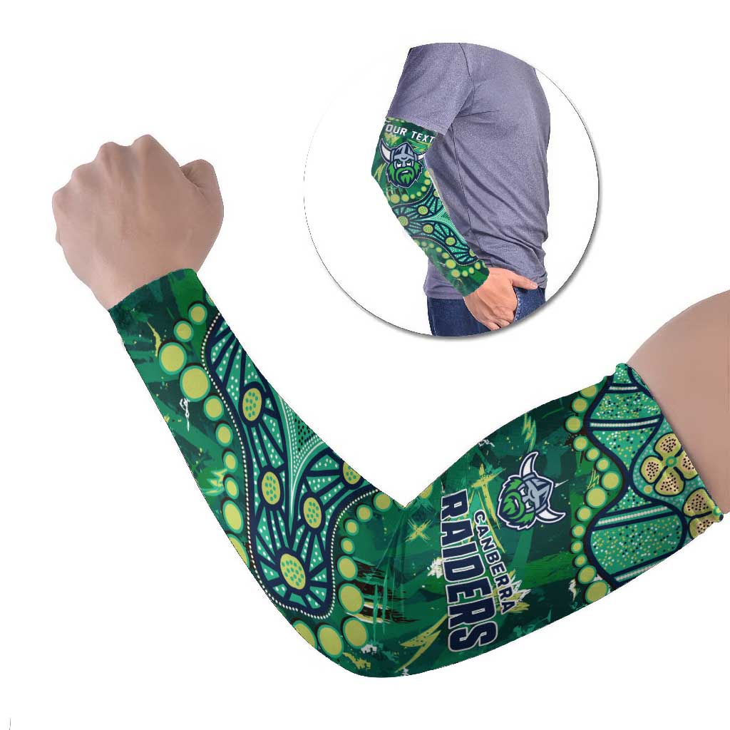 Personalized Canberra Raiders Arm Sleeves Aboriginal Pattern with Graffiti Style Design