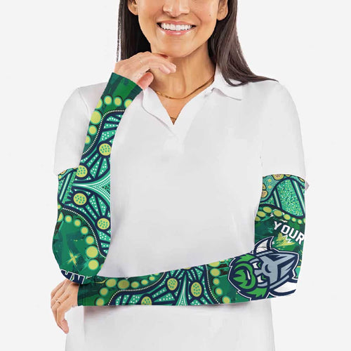 Personalized Canberra Raiders Arm Sleeves Aboriginal Pattern with Graffiti Style Design