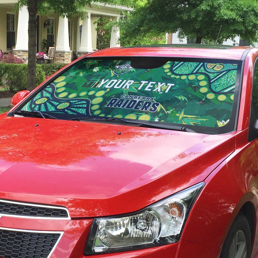 Personalized Canberra Raiders Auto Sun Shade Aboriginal Pattern with Graffiti Style Design
