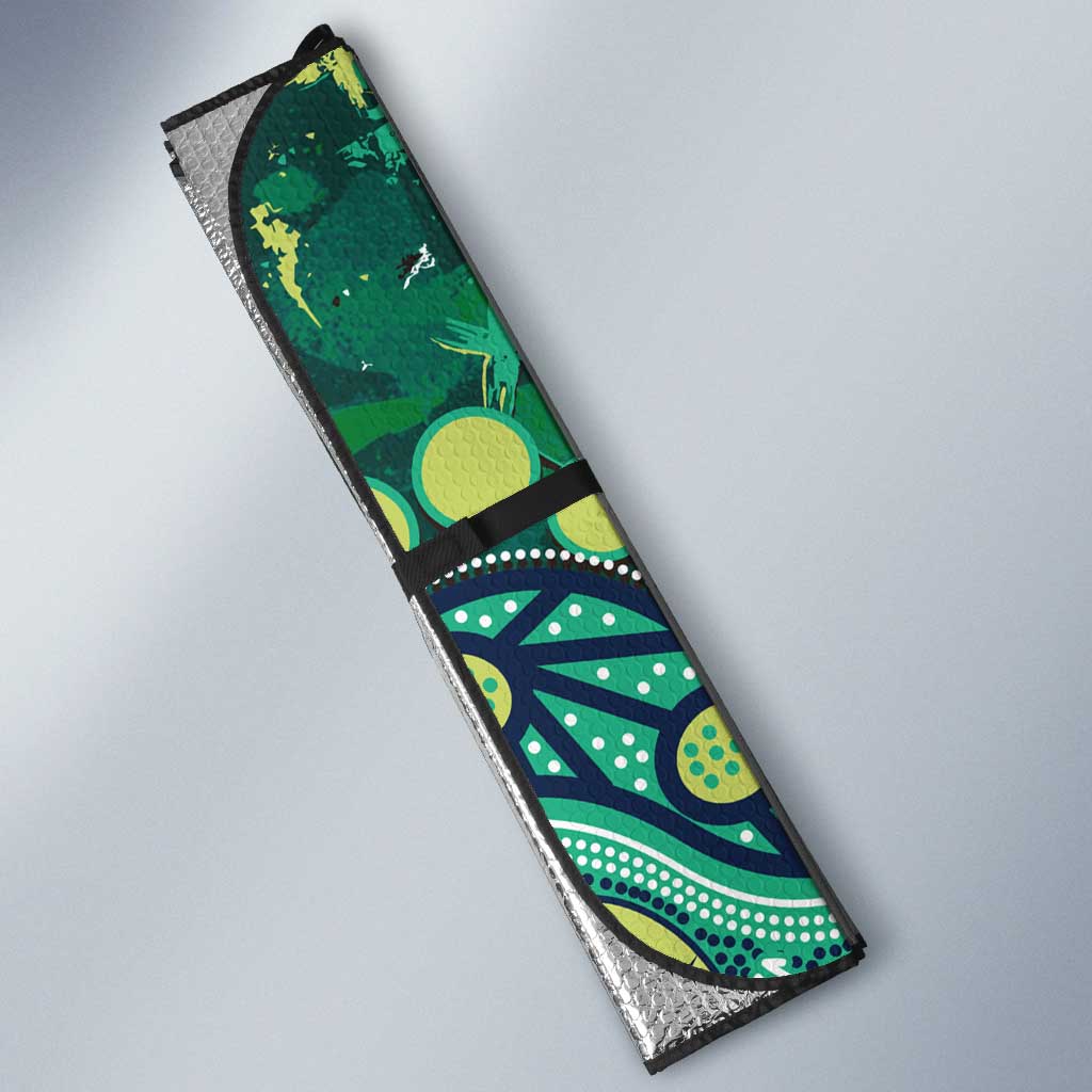 Personalized Canberra Raiders Auto Sun Shade Aboriginal Pattern with Graffiti Style Design