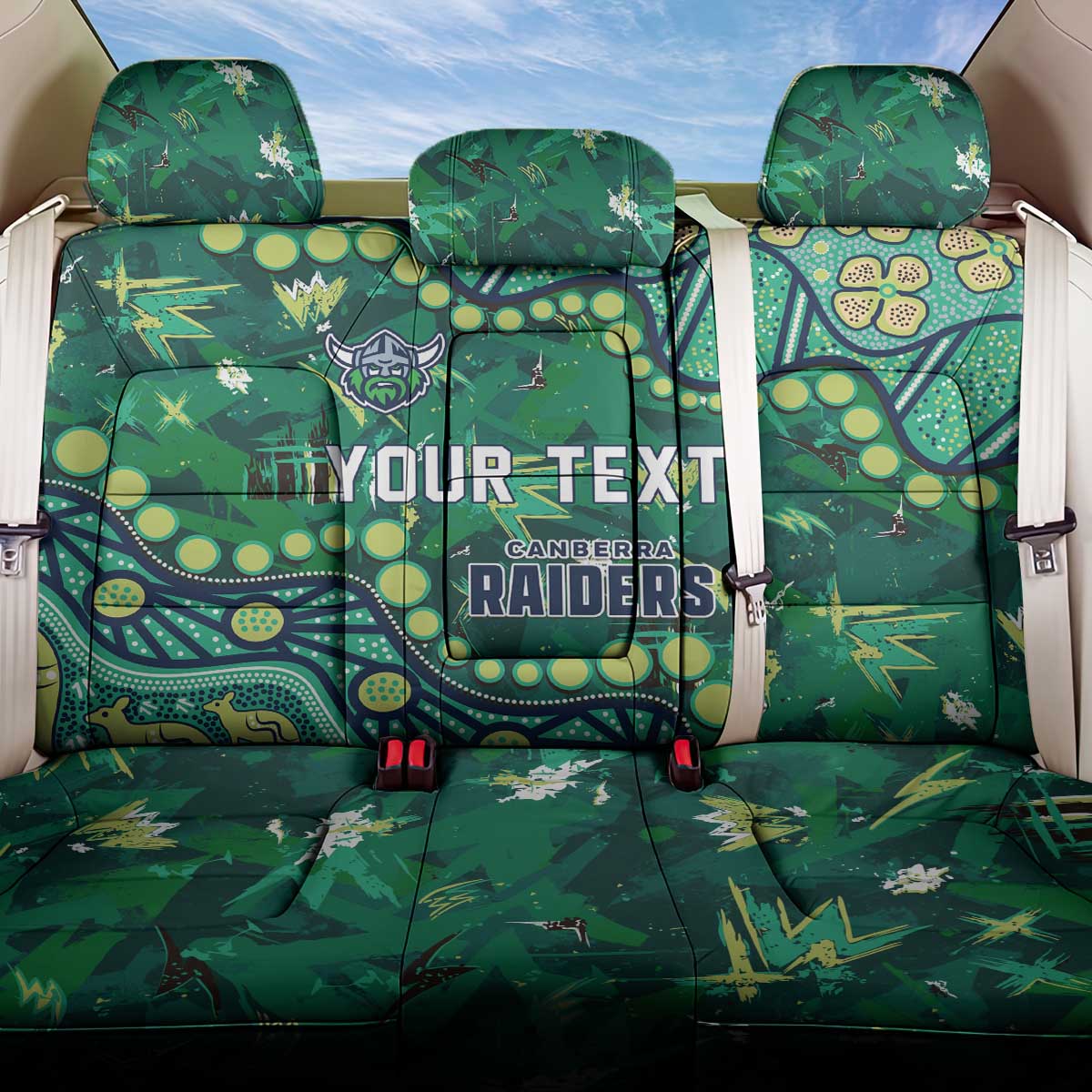 Personalized Canberra Raiders Back Car Seat Cover Aboriginal Pattern with Graffiti Style Design