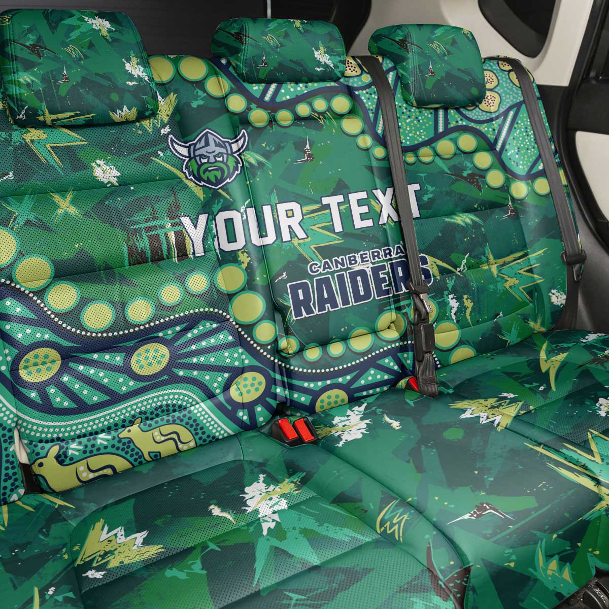 Personalized Canberra Raiders Back Car Seat Cover Aboriginal Pattern with Graffiti Style Design