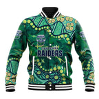 Personalized Canberra Raiders Baseball Jacket Aboriginal Pattern with Graffiti Style Design