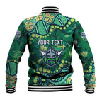 Personalized Canberra Raiders Baseball Jacket Aboriginal Pattern with Graffiti Style Design