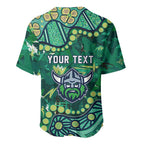 Personalized Canberra Raiders Baseball Jersey Aboriginal Pattern with Graffiti Style Design