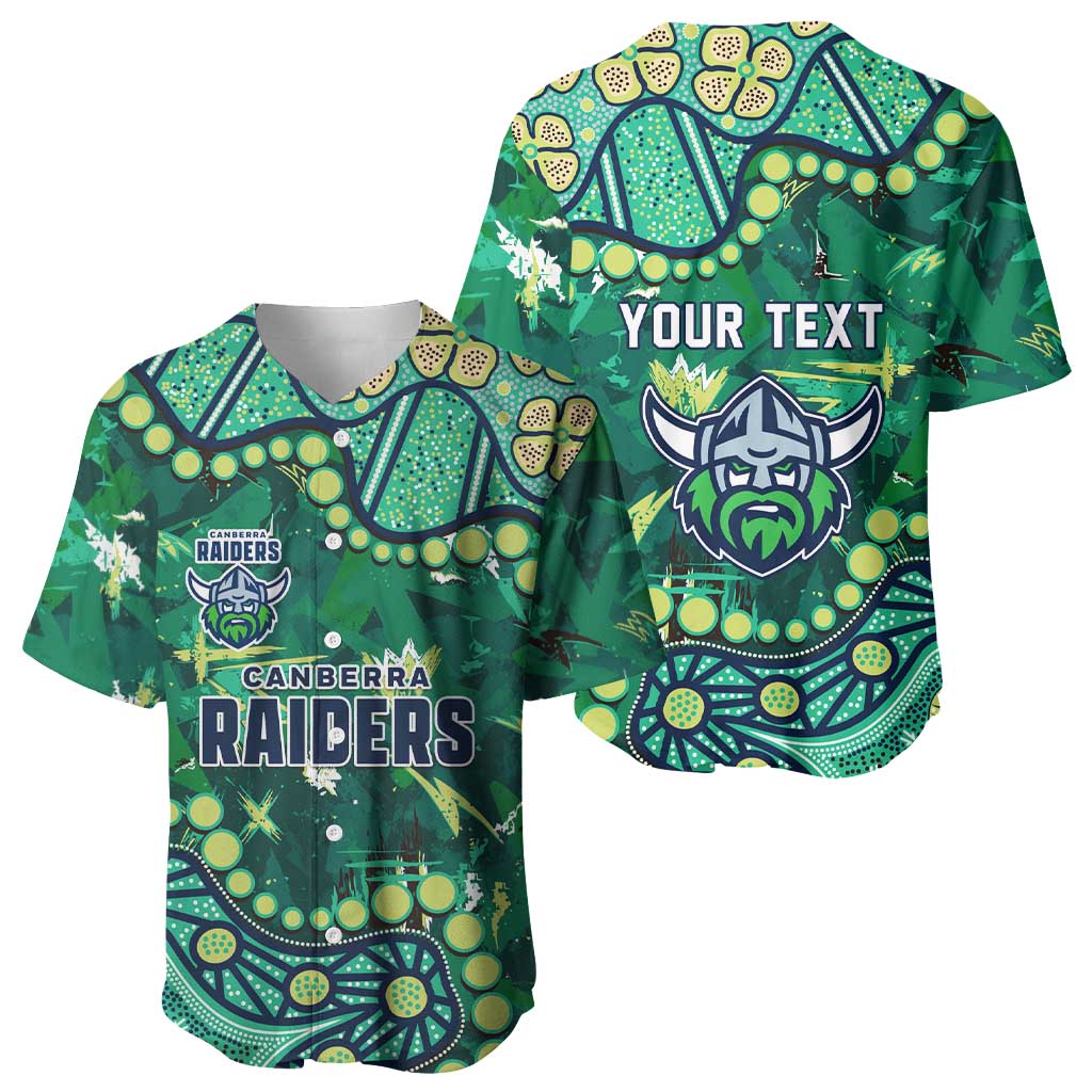 Personalized Canberra Raiders Baseball Jersey Aboriginal Pattern with Graffiti Style Design