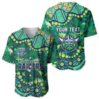 Personalized Canberra Raiders Baseball Jersey Aboriginal Pattern with Graffiti Style Design