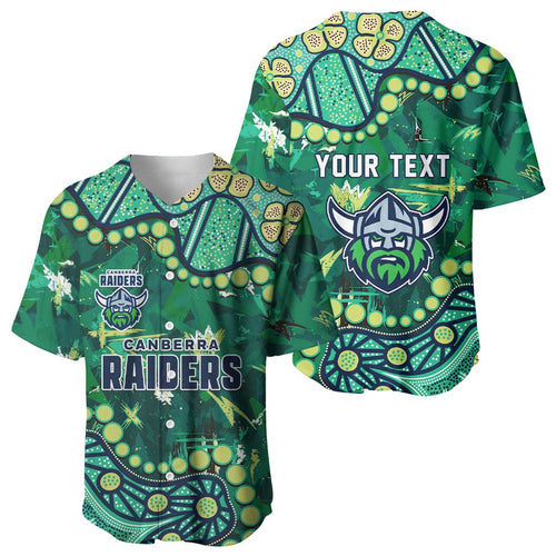 Personalized Canberra Raiders Baseball Jersey Aboriginal Pattern with Graffiti Style Design