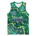 Personalized Canberra Raiders Basketball Jersey Aboriginal Pattern with Graffiti Style Design