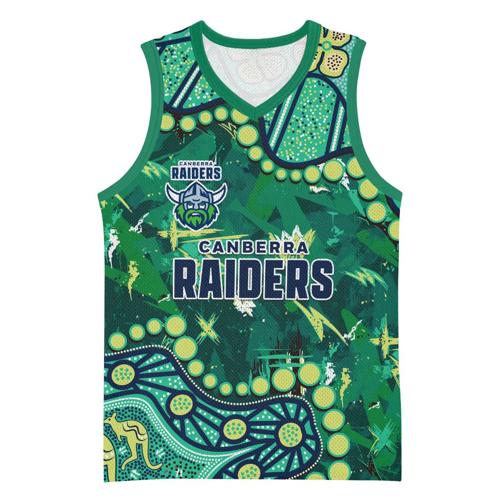 Personalized Canberra Raiders Basketball Jersey Aboriginal Pattern with Graffiti Style Design