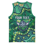 Personalized Canberra Raiders Basketball Jersey Aboriginal Pattern with Graffiti Style Design