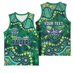 Personalized Canberra Raiders Basketball Jersey Aboriginal Pattern with Graffiti Style Design