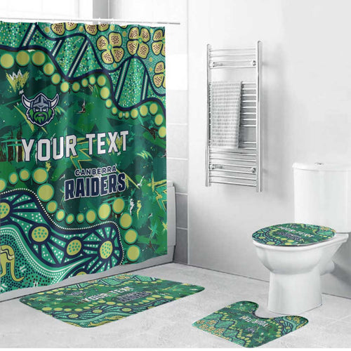 Personalized Canberra Raiders Bathroom Set Aboriginal Pattern with Graffiti Style Design