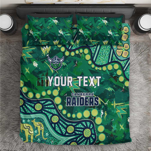 Personalized Canberra Raiders Bedding Set Aboriginal Pattern with Graffiti Style Design