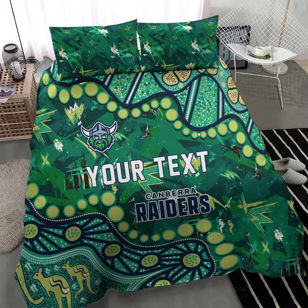 Personalized Canberra Raiders Bedding Set Aboriginal Pattern with Graffiti Style Design