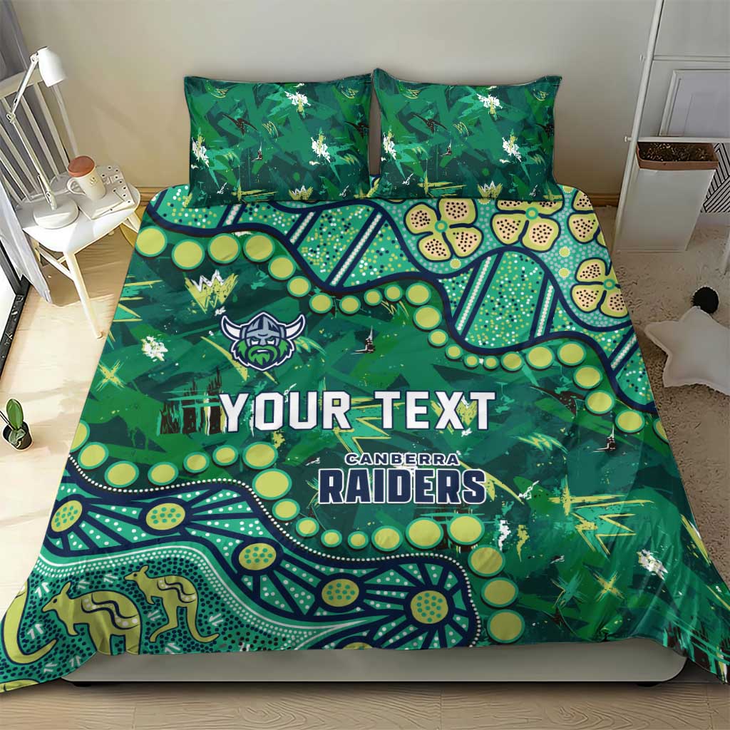 Personalized Canberra Raiders Bedding Set Aboriginal Pattern with Graffiti Style Design